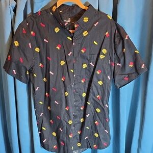 Men's Casual Button Down Shirt with Colorful Print